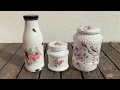 3 Frascos de cristal decorados con decoupage /3 glass jars decorated with decoupage (eng sub)