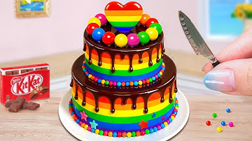 Mini Rainbow Cake Recipe with Chocolate 🌈🍰 How To Make Stunning Miniature Cake Decorating Ideas 🌈