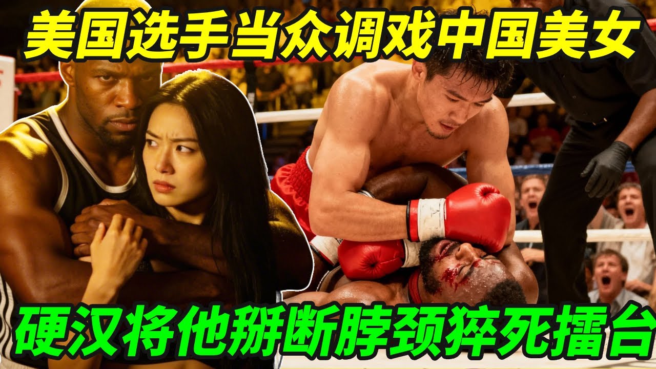 美国黑人选手当众调戏中国美女，内蒙硬汉闯下大祸！一招致命锁技将美国黑人掰断脖颈猝死擂台！【小野格斗解说】