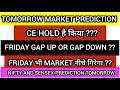 Kal market kaisa rahega | Nifty Prediction | Sensex Prediction | Tomorrow Market gap up or gap down