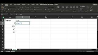 How to use COS function on Excel