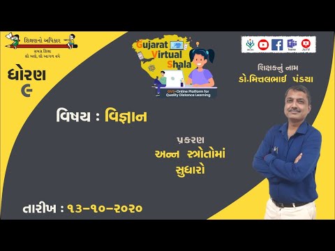 STD-9  SCIENCE  | 13-10-2020  | અન્ન સ્ત્રોતોમાં સુધારો |  શિક્ષક : ડૉ. મિત્તલભાઇ પંડયા