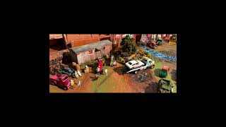 SCRAPYARD/ JUNKYARD diorama challenge! BREAKING NEWS! Speedy B CRASHED again. Is he ok? #toycars