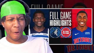 Lvgit Reacts To TIMBERWOLVES at PISTONS | FULL GAME HIGHLIGHTS | January 17, 2024