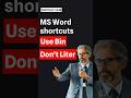 Easy MS Word Shortcut for Use Bin &amp; Don't Liter - Mind Blown! #excel #symbols #tips