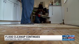 Huntington residents spend weekend cleaning flood damage
