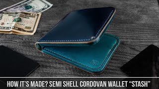 Making handmade SHELL CORDOVAN & veg tan leather bifold wallet 💵 #asmr