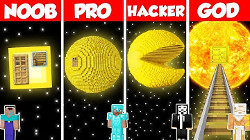 SUN PLANET BASE HOUSE BUILD CHALLENGE - Minecraft Battle: NOOB vs PRO vs HACKER vs GOD / Animation