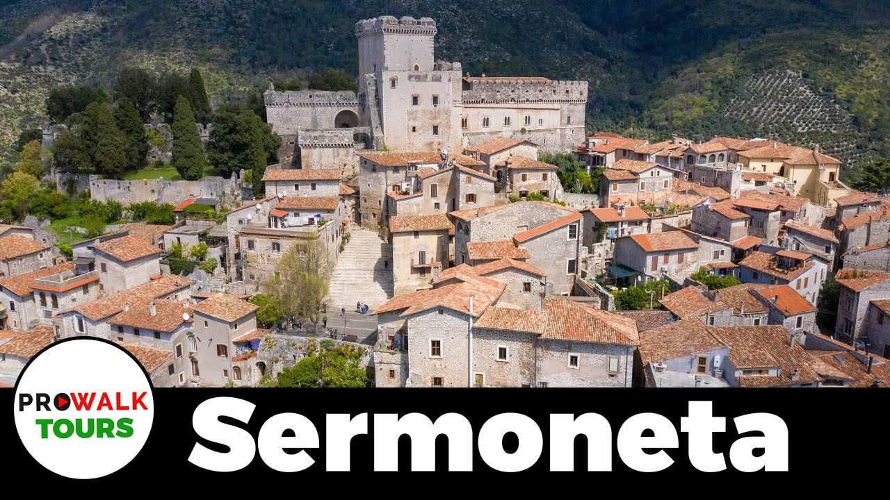 Italian Medieval Castle Town of Sermoneta Walking Tour in 4K