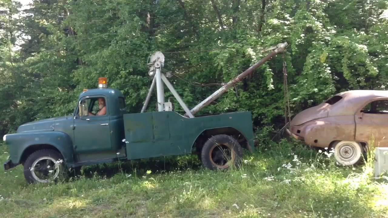 pulling out the Packard with the 1957 international tow truck YouTube