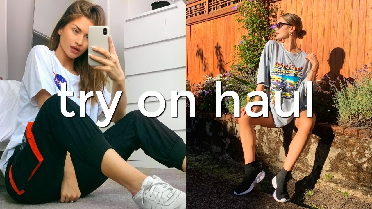 TRY-ON HAUL | oversized t-shirts, lingerie, sneakers, joggers, etc ...