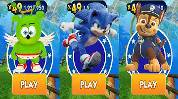 Sonic Dash vs Gummy Bear Run vs PAW Patrol Run - All Bosses All Characters Unlocked