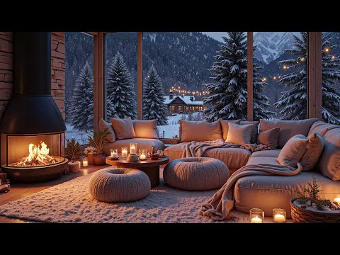 Relaxing Piano Sounds With Breathtaking View From A Cozy Cabin And Crackling Fireplace For Sleep 
