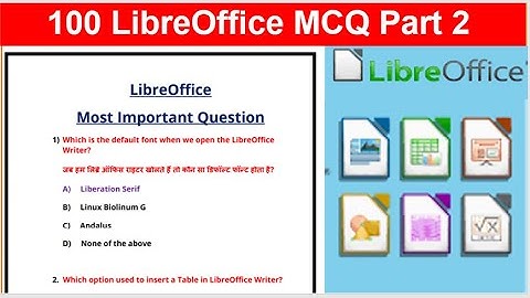 Top 100 LibreOffice Calc MCQ with answers  part 2| libreoffice mcq questions #sssci2022 #libreoffice