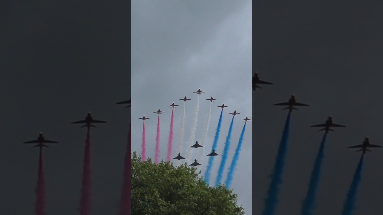 Red Arrows fly over Buckingham Palace with 4 Eurofighter typhoons 5/5/25