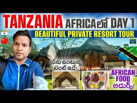 My First Day in Tanzania 🇹🇿 | Private Resort Tour 🏕️ Tasting Delicious African Food 🍲 #chinasitralu