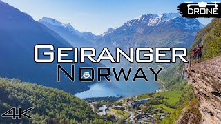 Geiranger And Geirangerfjord, Norway - Cinematic Drone Video, 4K