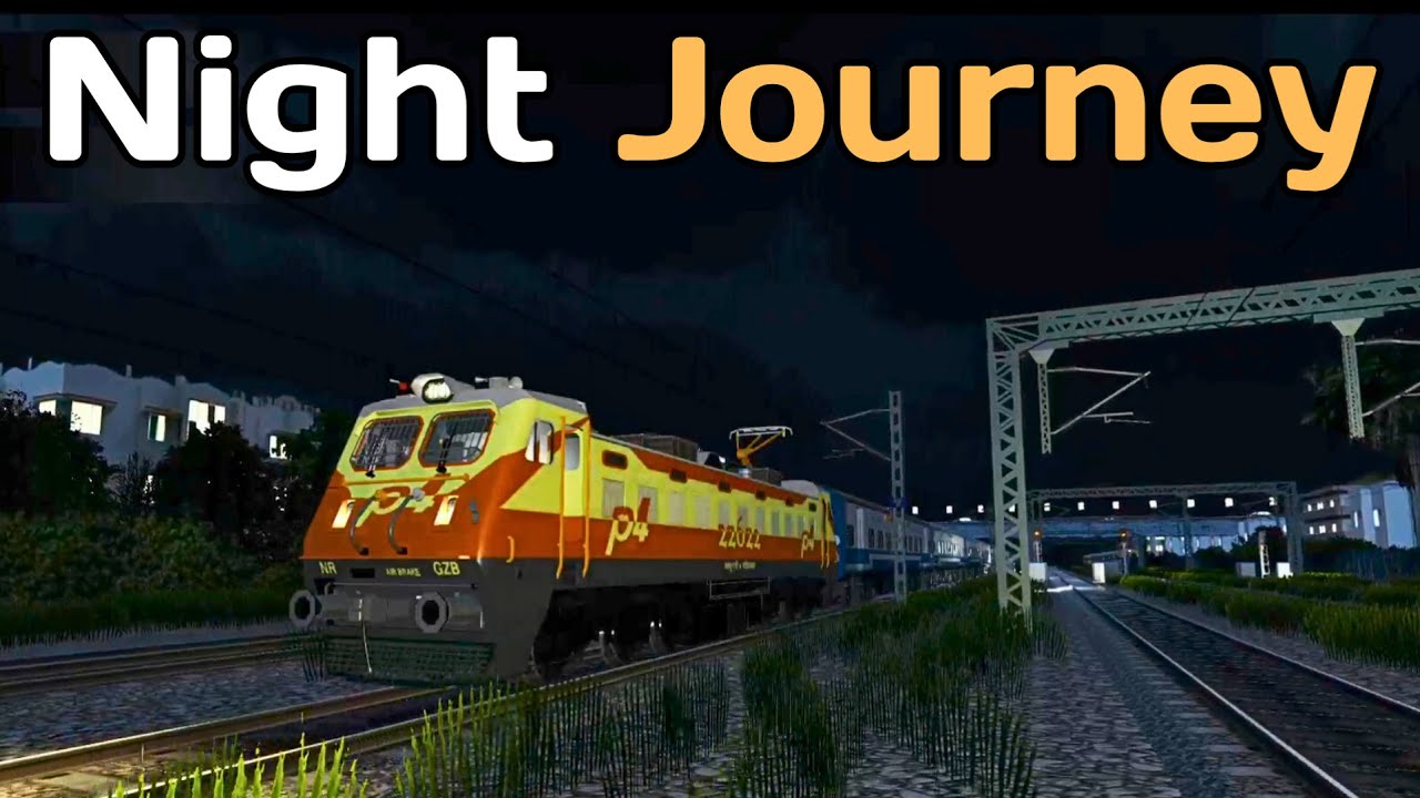 Night Train Journey with Parallel Run & Train Crossing in Railway Simulator India