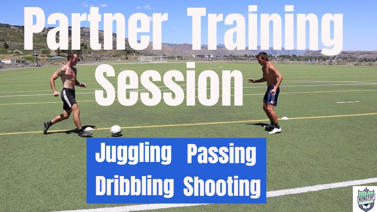 Partner Training Session for Soccer Juggling, Passing, Dribbling and
