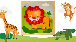 Easy Lion Puzzle | 3 Pieces | Learn Wild Animals, Problem Solving & Basic English screenshot 3