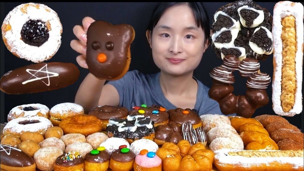 달콤폭신한 도넛 꽈배기 찰볼 글레이즈 여러가지 빵 디저트 먹방