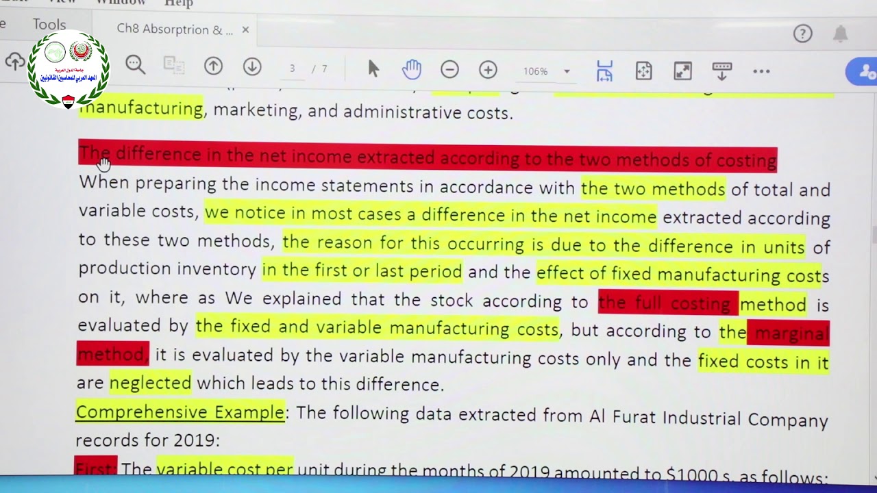 طرق تحديد التكاليف / أ. م. صلاح الحديثي | المعهد العربي للمحاسبين القانونيين