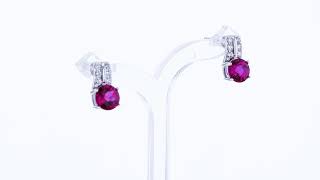 Peora Created Ruby Sterling Silver Arc Stud Earrings 2.00 Carats Total SE9016