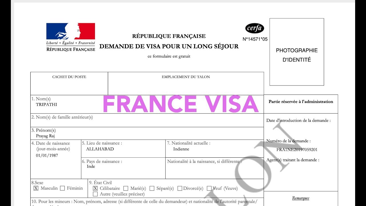 france visa tourist application form