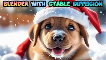Blender with Stable Diffusion XL Tutorial - Christmas puppy - img2img