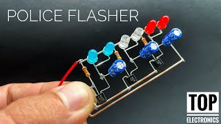 Super LED POLICE FLASHER Circuit Using BC 547