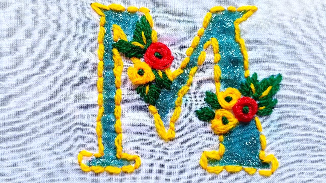 alphabet embroidery letter Mbesicworkhand embroidery tutorial