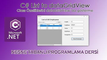 Nesne Tabanlı Programlama Dersi (C#) - dataGridView Örnek