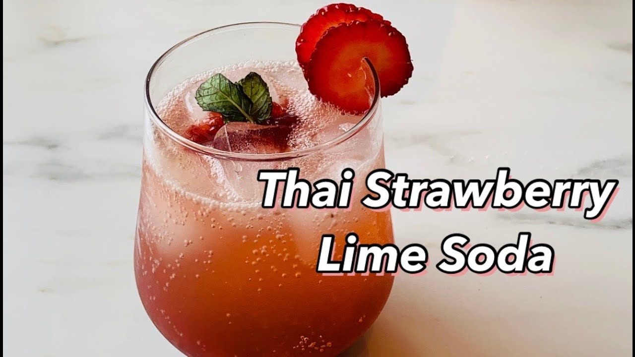 How to Make Thai Strawberry Lime Soda | Iced Strawberry Soda | Bangkok Street Food
