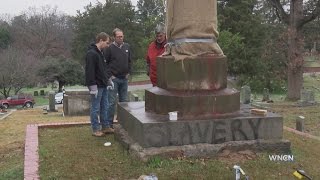 Crews begin cleaning Confederate momuments that were vandalized in Raleigh