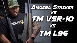 Budget Sniper Shootout! Amoeba Striker vs. TM VSR-10 vs. TM L96 - RedWolf Airsoft RWTV
