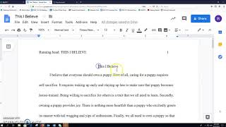 ENG 101 APA title page using Google Docs