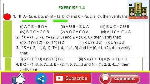Maths, Class 7, Unit 1 Sets, Exercise 1.4, Question No 1, Punjab Text book board, SETS