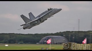Radom  Air Show F/A -18 Hornet Performance take-off & Display  & Flares!    Radom 23