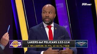 Derek Fisher Reaction to LeBron James HUGE 34\/13\/12 vs Zion Williamson career-high 35 points