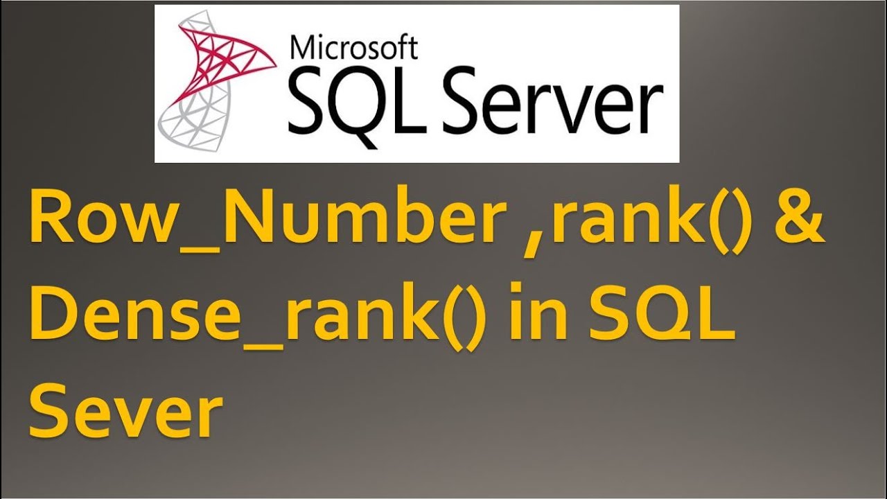 Window Function Row_number(),Rank() & Denserank() function in SQL ...