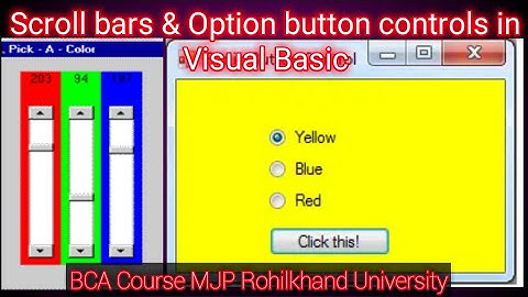 scroll bars and option button controls in visual basic , coding to change back color of form