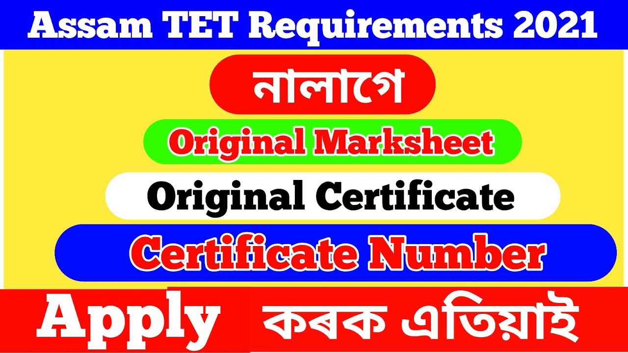 How to apply assam tet requirements 2021? TET Certificate 2021 not required to apply assam tet job