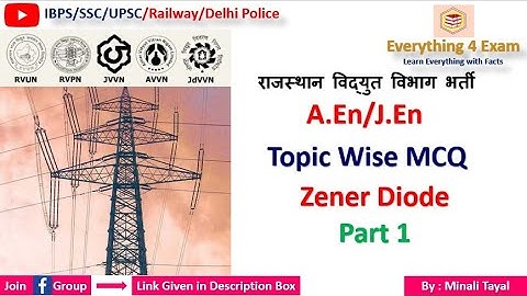 राजस्थान विद्युत विभाग भर्ती 2021||EC/EIC Preparation|Semiconductor Zener Diode Part 1|MCQ|A.En/J.En