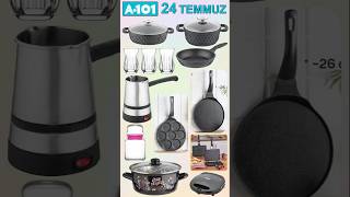 A101 24 Temmuz 2025 Tencere, Tava, Çay Bardağı, Cezve, Tost Makinesi, Kavanoz, Pasta Tabağı Seti