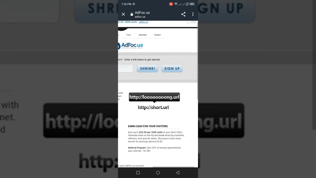 Sample video on how to get the link for adfoc.us..