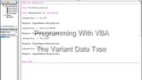 10. Introduction to Programming with VBA - The Variant Data Type