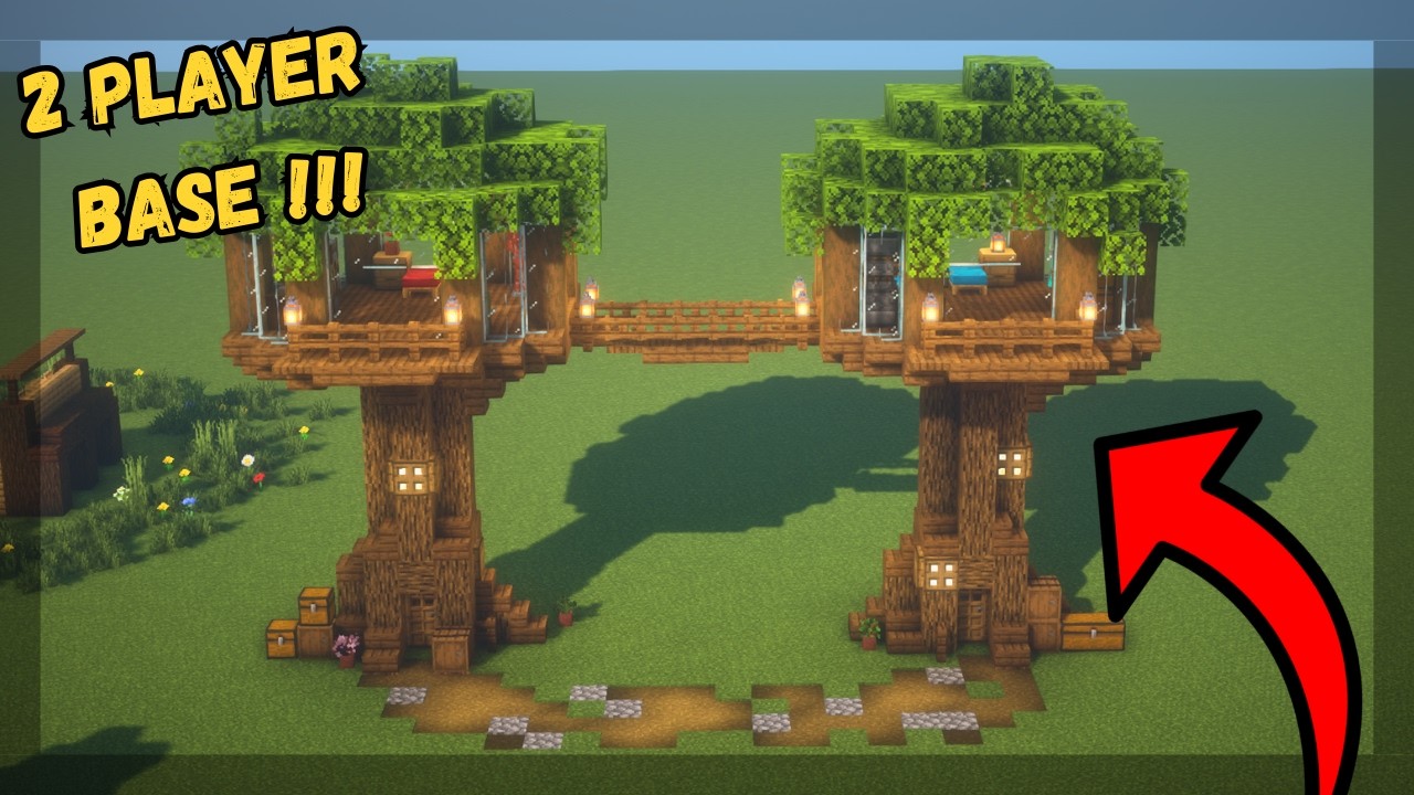 Minecraft: EASY 2 Player Treehouse Base (Tutorial) - YouTube