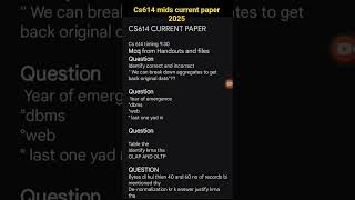 CS614 Midterm current paper 2025 #vu #vuexams #cs614