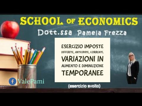 Esercizio Imposte Differite, Anticipate, Correnti. Variazioni in aumento e diminuzione temporanee