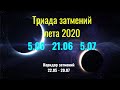 Триада затмений лета 2020 - Коридор затмений 22.05 - 20.07